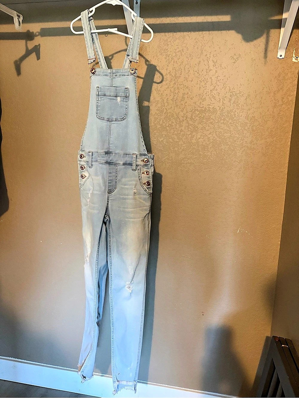 Sneak Peek Denim Overalls Distressed in Blue